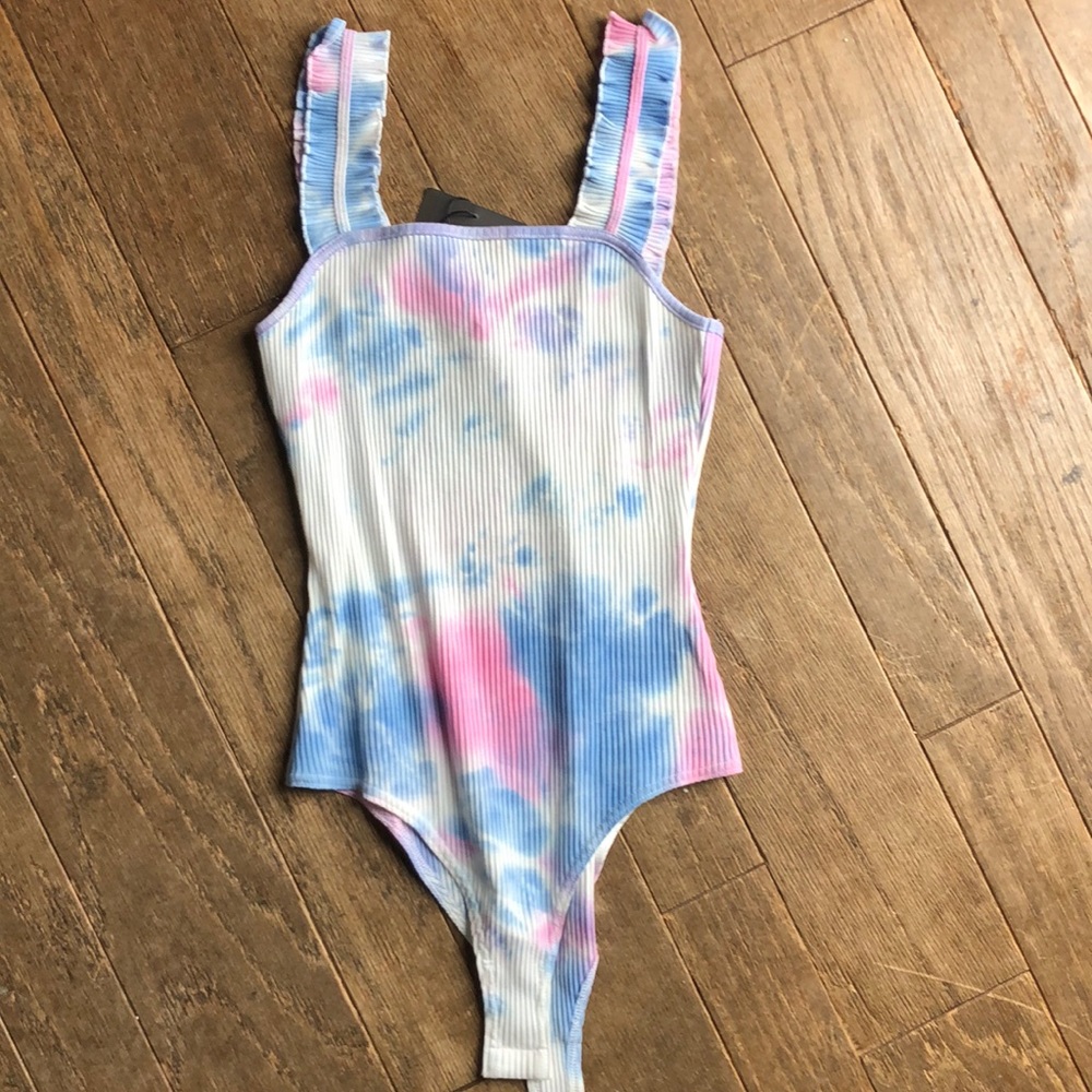 Blue and pink tie dye bodysuit